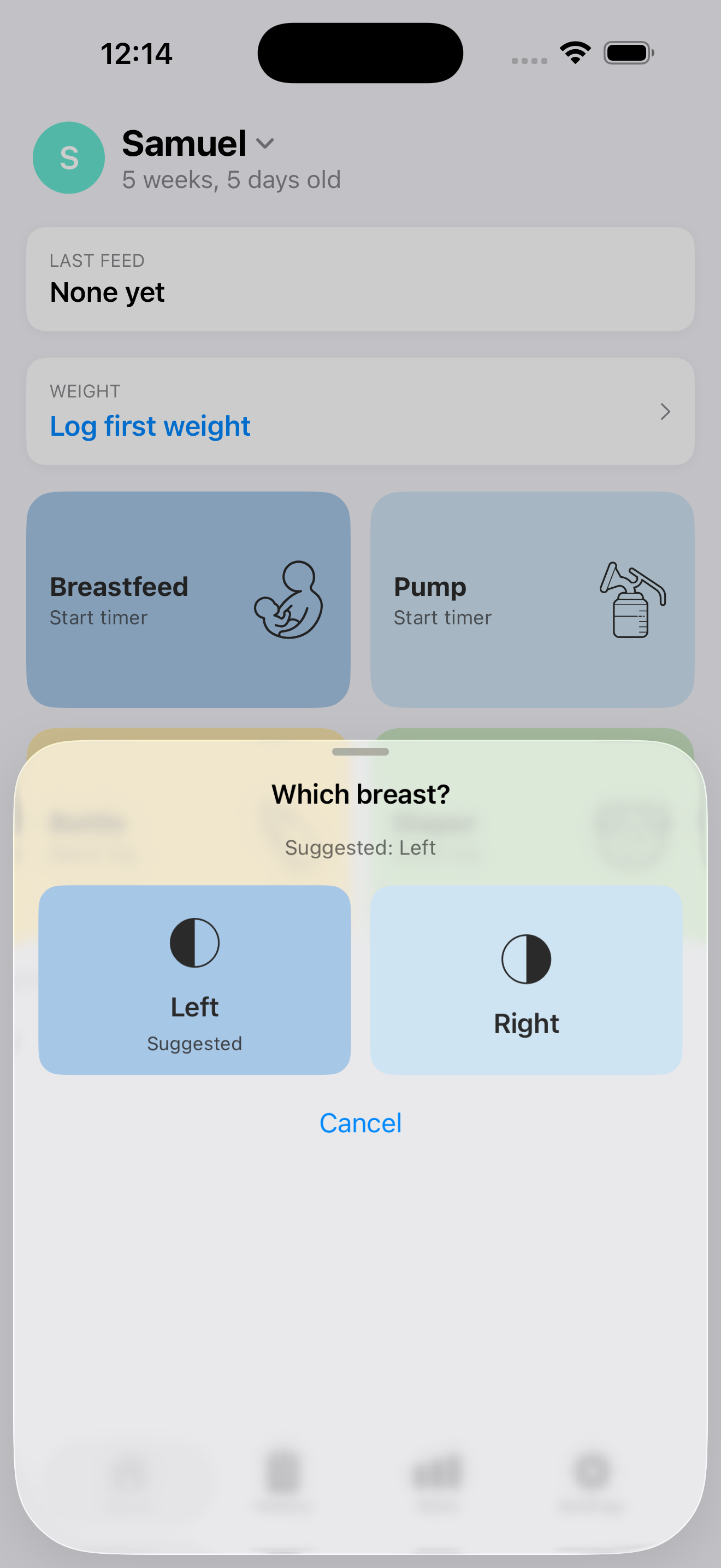 Breastfeed left or right picker
